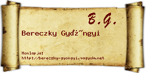 Bereczky Gyöngyi névjegykártya