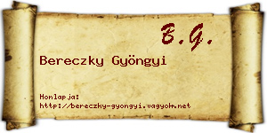 Bereczky Gyöngyi névjegykártya